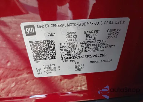 2024 Chevrolet Blazer Ev Eawd Rs z USA, uszkodzony, nr VIN 3GNKDCRJ3RS204282